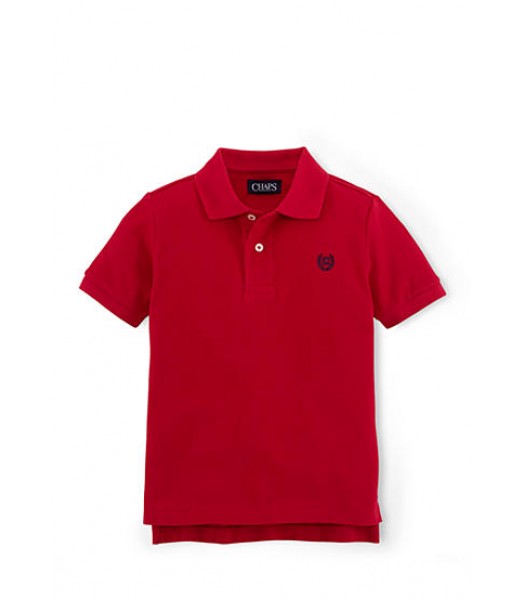 chaps red solid pique polo 